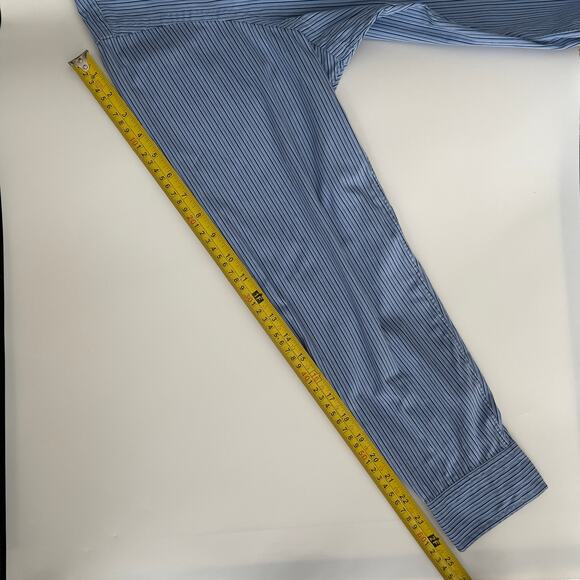 Ralph Lauren Classic Fit Long Sleeve Blue Striped Poplin Shirt, Size L - Picture 7 of 9